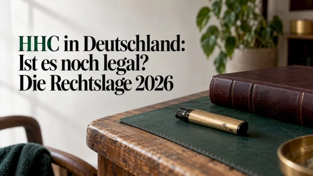 HHC-Vape neben einem verschlossenen Gesetzesband
