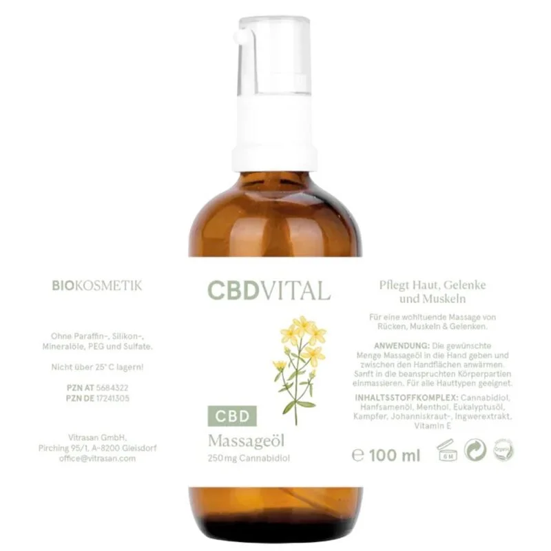 CBD Vital Massageöl 250 mg CBD – 100 ml – Ansicht 2