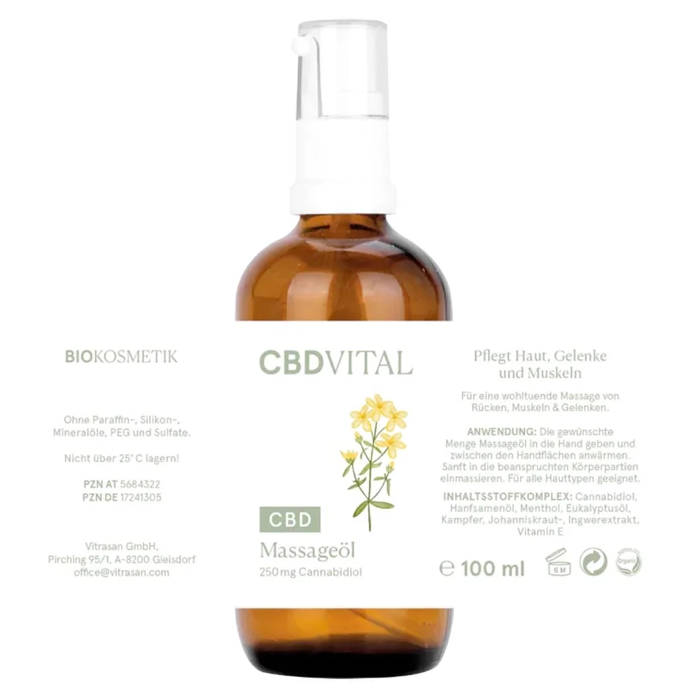 CBD Vital Massageöl 250 mg CBD – 100 ml – Ansicht 2