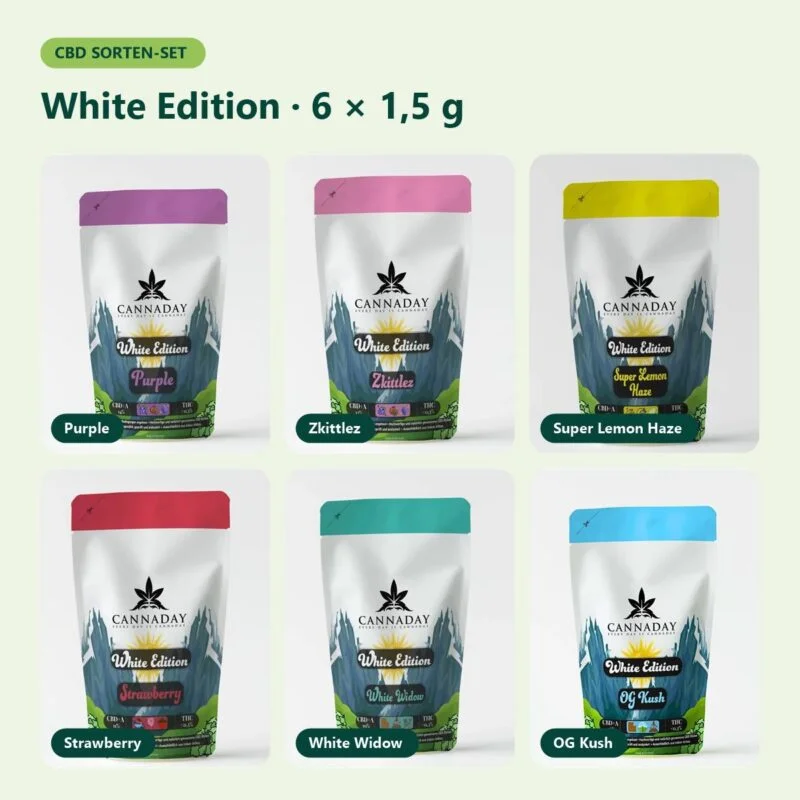 CBD Sorten-Set White Edition mit 6 Sorten je 1,5 g