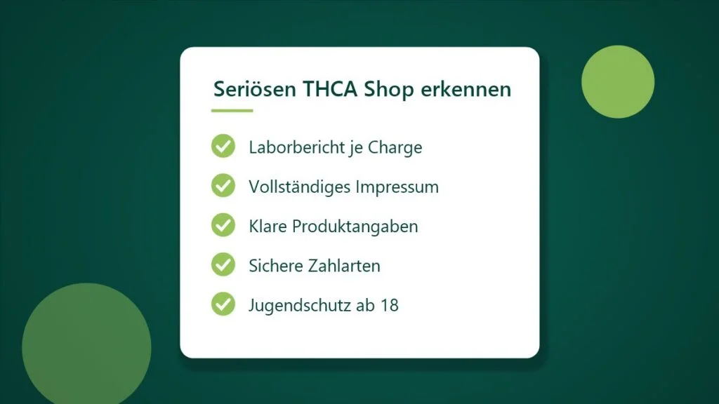 Checkliste: seriösen THCA Shop erkennen – Laborbericht, Impressum, Produktangaben
