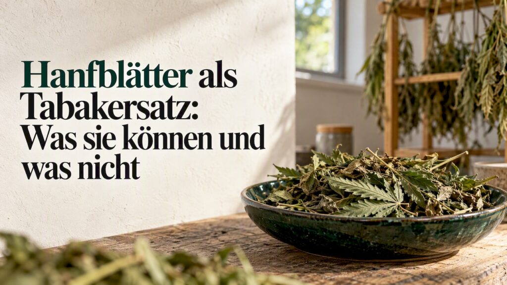 Getrocknete Hanfblätter auf einer Keramikschale
