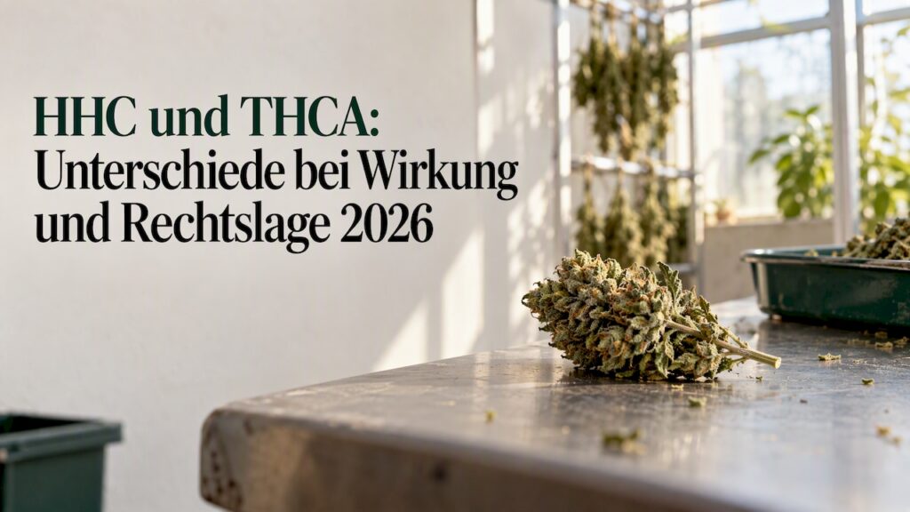 THCA-Blüte auf grünem Untergrund bei Tageslicht