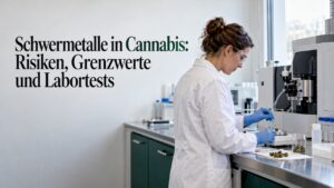Die Cannabisprobe wird im Labor geprüft.