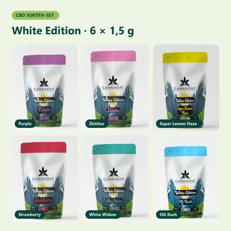 CBD Sorten-Set White Edition mit 6 Sorten je 1,5 g